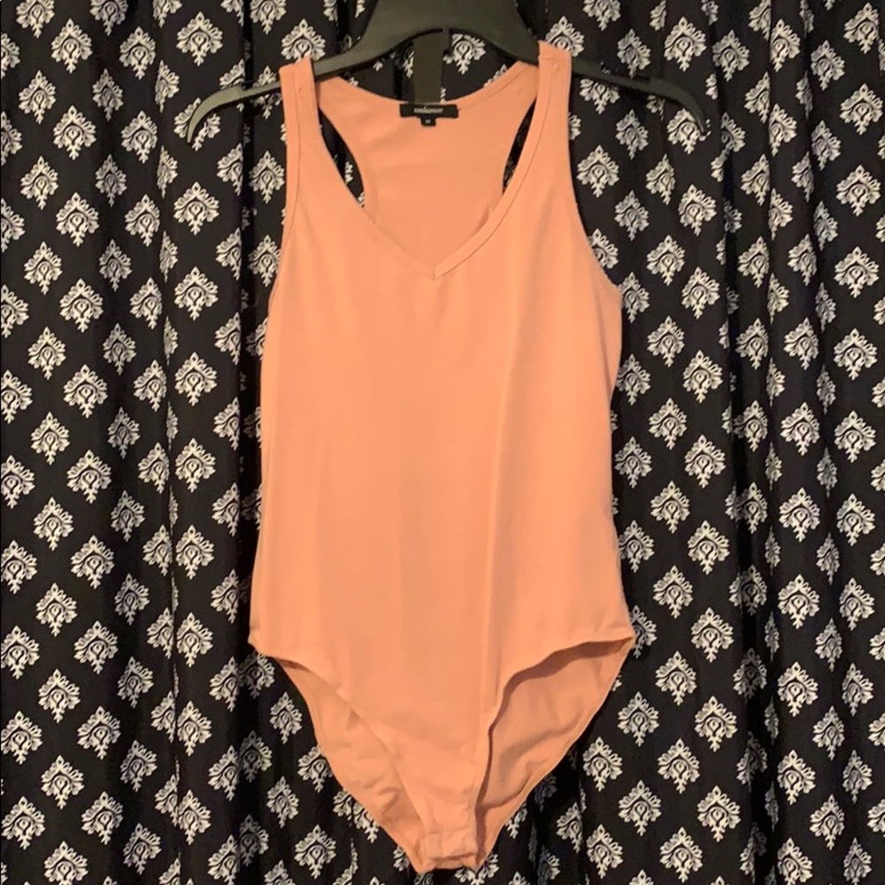 coral vneck bodysuit
